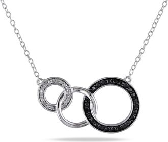 Mimi & Max 1/10ct TDW Diamond Circle Link Necklace in Sterling Silver with Black Rhodium