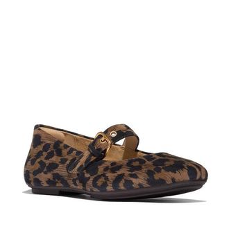 FitFlop Delicato Leopard Suede Mary Janes in Chocolate Mix at Nordstrom, Size 8.5
