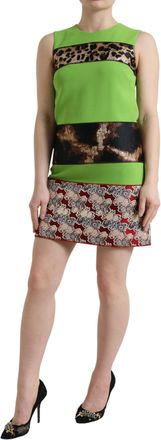 Dolce & Gabbana Apple Green Sleeveless Panelled Shift Womens Dress