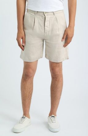 Alex Crane Alta Pleated Linen Shorts in Bone at Nordstrom, Size 31