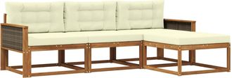 vidaXL Conjunto De Sof&aacute;s De Exterior 4 Uds. Natural Y Crema Vidaxl
