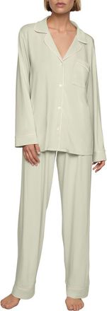 Eberjey Gisele Long Pajamas in Mint Cream /Ivory at Nordstrom, Size X-Large