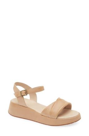 Chocolat Blu Elly Ankle Strap Platform Wedge Sandal in Sand Leather at Nordstrom, Size 6