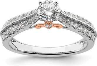 Diamond2Deal 14k Two-tone Lab Grown Diamond Engagement Ring 3/4Ct Clarity- VS Color- G-H