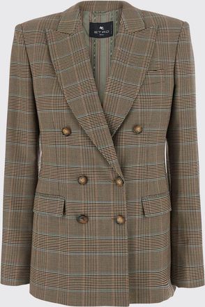 Etro Slim Fit Double-Breasted Houndstooth Wool Blazer