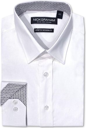 Nick Graham Dress Shirt MensWhite Poplin Long Sleeve FTS220
