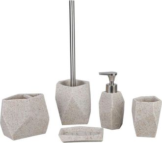 axentia Santorino Set Accessori da Bagno, Beige, 5 Pezzi