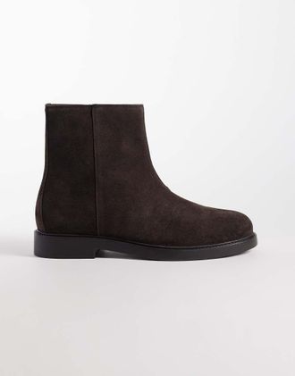 Asos Stivaletti in camoscio marrone con zip