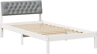 vidaXL Estructura De Cama Con Cabecera Y Gris Claro 100 X 200 Cm Vidaxl