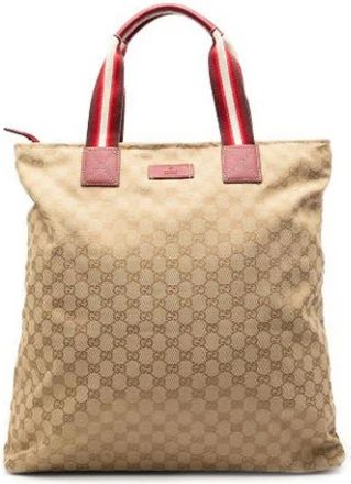 Gucci Pre-owned Tote Bags, female, Beige, Size: ONE SIZE Pre-owned Canvas Tote