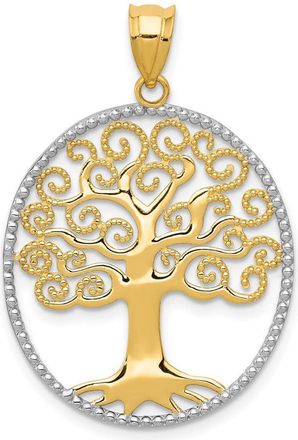 Diamond2Deal 14k Yellow Gold Rhodium Filigree Tree of Life Pendant