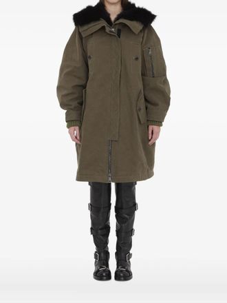 Dolce & Gabbana Wattierter Mantel mit Kunstpelzbesatz