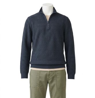 Faherty Whitewater 1/4 Zip Sweater In Fjord