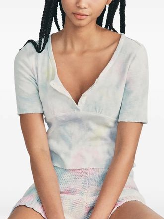 LoveShackFancy T-shirt con fantasia tie dye - Bianco