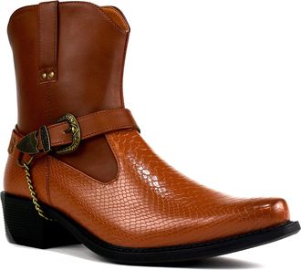 Generic Cuban Heel Smart Chain Buckle New Men Boot UK Size 6-12 (EU 42, Tan)