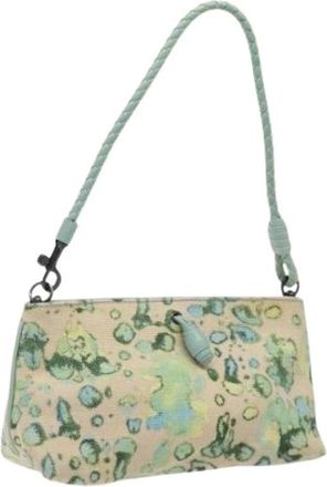 Bottega Veneta Pre-owned Shoulder Bags, female, Green, Size: ONE SIZE Pre-owned Canvas Shoulder Bag