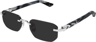 Cartier Rechthoekige Zonnebril - Heren - Zonnebrillen - Grijs - 53 MM - Nylon - Accessoires
