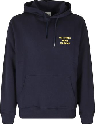 Dr&ocirc;le de Monsieur Slogan Hoodie - Heren - Hoodies - Blauw - M - Katoen - Hoodies & sweatvesten