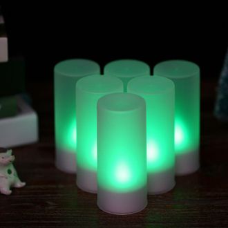 OEM Juego De 6 Velas Led Recargables, Sin Llama Y Que Cambian De Color, Con Control Remoto Usb De 5 V, Vasos Esmerilados Y Base De Carga Para Fiestas Navi