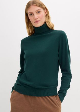 Bonprix Rollkragenpullover BONPRIX Rollkragenpullover, Damen, Gr. 56/58 (XXXL), gr&uuml;n (tiefgr&uuml;n), Obermaterial: 70% Baumwolle, 30% Polyamid, figurbetont, Pullo