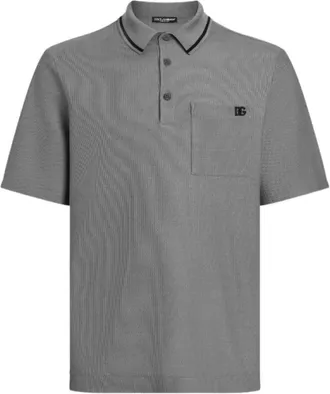 Dolce & Gabbana Grijze Katoenen Polo Shirt - Heren - Polos - Grijs - XL - Katoen - Tops