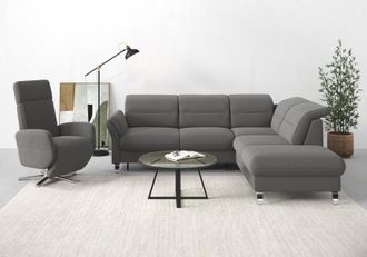 Sit&more Ecksofa »Grenoble L-Form mit Federkern« wahlweise mit Bettfunktion, Bettkasten, Arm- und Kopfteilverstellung