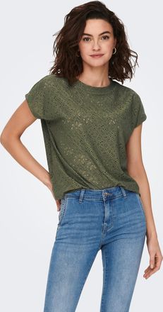 Only Kurzarmshirt ONLY ONLSMILLA LIFE S/S TOP JRS NOOS, Damen, Gr. XL, kalamata, Jersey, Obermaterial: 95% Polyester, 5% Elasthan, unifarben, regular fit n
