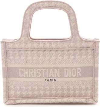 Dior 2010-2025 Mini Houndstooth Embroidered Canvas Book Tote handbag - women - Canvas - One Size - Pink