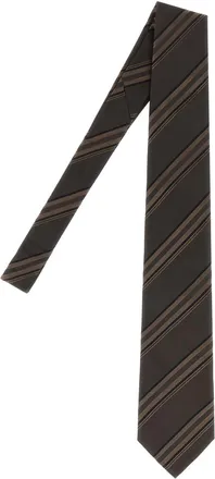 Brunello Cucinelli Embroidered Silk Tie - Brown