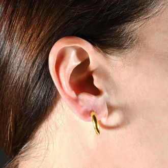 Pompeii3 14k Yellow Gold 3.5mm Small Designer Hoops Womens Earrings 3/4 Tall 1.25grams