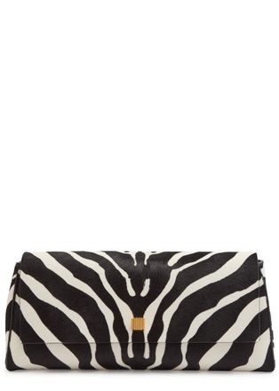 Khaite Audrey Zebra-print Calf-hair Clutch - Black - One Size