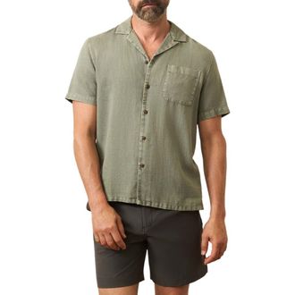 Faherty Hemp Blend & Organic Cotton Camp Shirt in Olive Dusk at Nordstrom Rack, Size Xx-Large