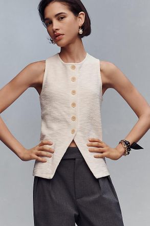 Sanctuary Nothing Extra Knit Button Front Vest Top