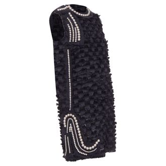 Lanvin pearl mesh embellished eyelash fringe silk lined dress