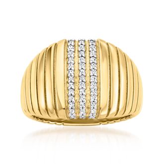 Ross-Simons Diamond Ribbed Ring in 18kt Gold Over Sterling