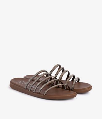 Pedro Garcia Strappy slide sandal in brown silk satin | Prudie| Spring Summer 26 | PEDRO GARCIA