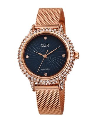 Bürgi Burgi Womens Stainless Steel Mesh Diamond Watch