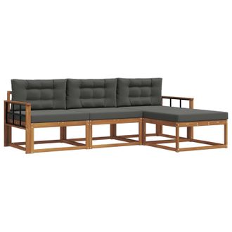 vidaXL Conjunto De Sof&aacute;s De Exterior 4 Pcs Natural Y Antracita Vidaxl