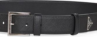 Prada Mens Leather Belt Saffiano Black Polyamide