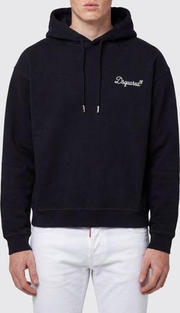 Dsquared2 Felpa in cotone relaxed fit con cappuccio e logo ricamato