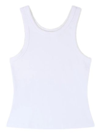 Sandro ribbed beaded top - White