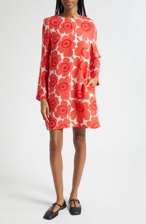 Marimekko Kouttaus Uikko Long Sleeve Dress in Red Light Pink at Nordstrom, Size 12 Us