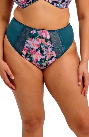 Elomi Lucie High Leg Briefs in Teal Floral at Nordstrom, Size 3X-Large