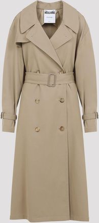 Moschino Womens Cotton Nylon Coat - Tan - Size EU 34 (Womens)