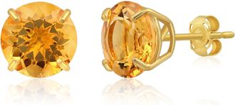 MAX + STONE 14k Yellow Gold 9mm Round Cut Gemstone Stud Earrings