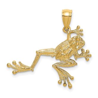 Diamond2Deal 14k Yellow Gold 2-D Textured Frog Charm