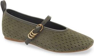 Rag & Bone Spire Perforated Mary Jane Flat in Forest Suede at Nordstrom, Size 37.5