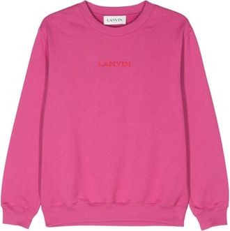 Lanvin logo-embroidered sweatshirt - women - Cotton/Polyester - L - Pink