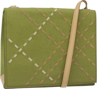 Burberry Green Canvas Shoulder Bag (Pre-Owned)