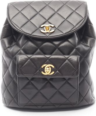 Chanel Matelasse Black Leather Backpack (Pre-Owned)